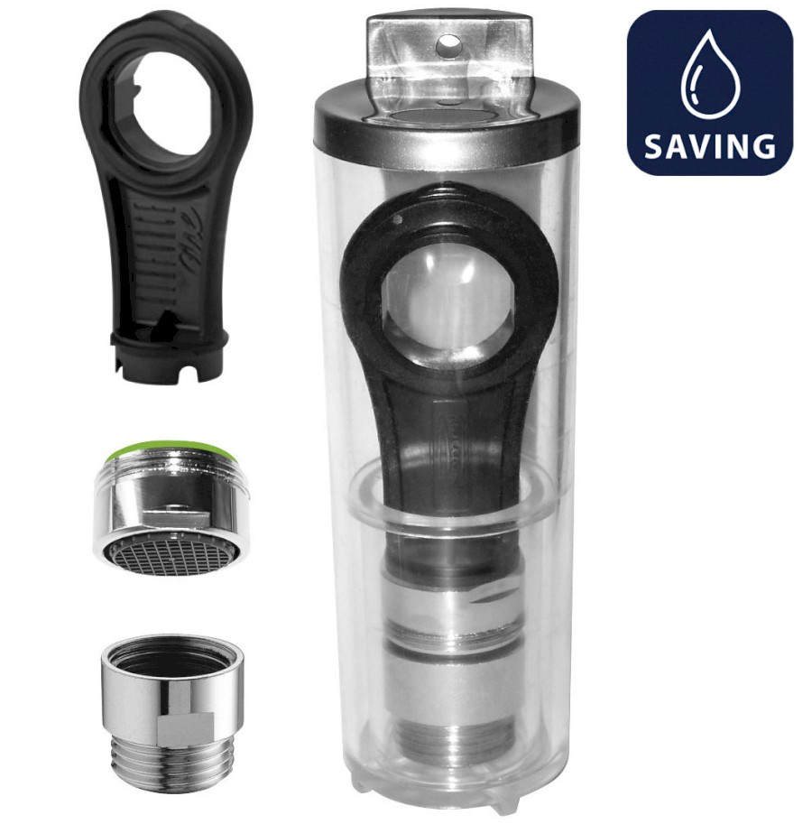 SETL6 (59622) SET pro úsporu vody, redukce na sprchovou hadici 6 l/min, perlátor 6 l/min, vnější závit M24x1 a klíč, chrom SETL6