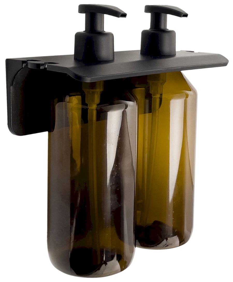 2159 (57350) GROUPER dvojitý dávkovač tekutého mýdla na zavěšení, 2x500ml, hnědá 2159