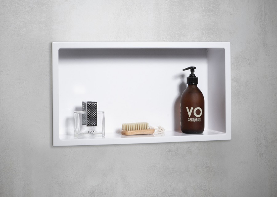 INSERTA zapuštěná police do obkladu, 510x270mm, litý mramor, bílá 1301-53