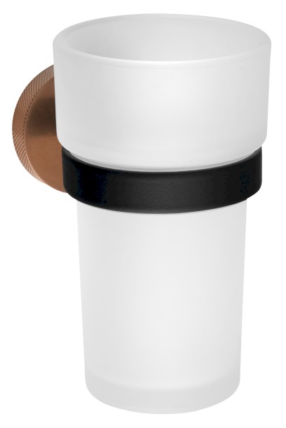 LARISSA sklenka, mléčné sklo, černá/měď mat WS004BC