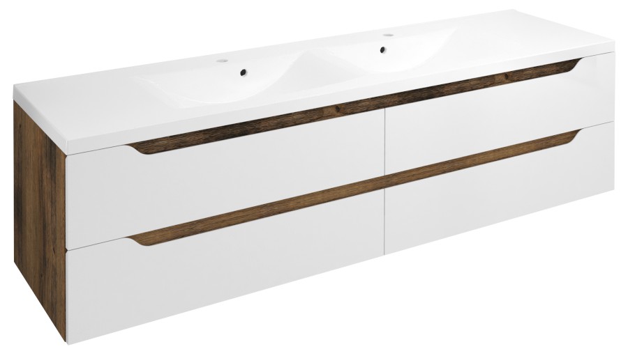WAVE dvojumyvadlová skříňka 179,7x50x47,8cm, bílá/dub collingwood WA180-3019