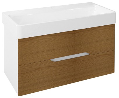 MEDIENA umyvadlová skříňka 96x51x48,5cm, bílá mat/dub natural MD102