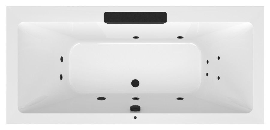73836.102.1030 (60839) CASCATA hydromasážní vana, 185x85x45cm, kaskáda černá, Active Hydro, černá 73836.102.1030