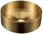 AURUM nerezové umyvadlo na desku, průměr 38 cm, včetně výpusti, tepané, zlato mat AU201-T