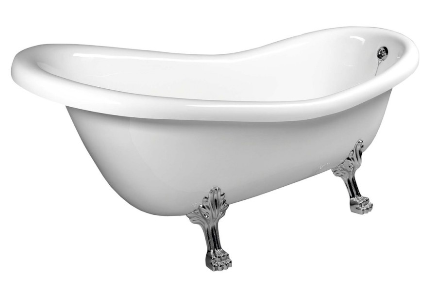 RETRO volně stojící vana 173x75x84cm, nohy chrom mat, bílá 36622