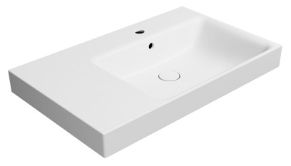 NUBES keramické umyvadlo 80x50cm, s odkládací plochou vlevo, bílá mat 9630109