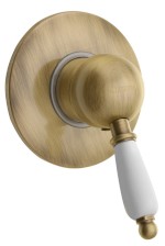 KIRKÉ WHITE podomítková sprchová baterie, 1 výstup, bílá páčka, bronz KI41BB