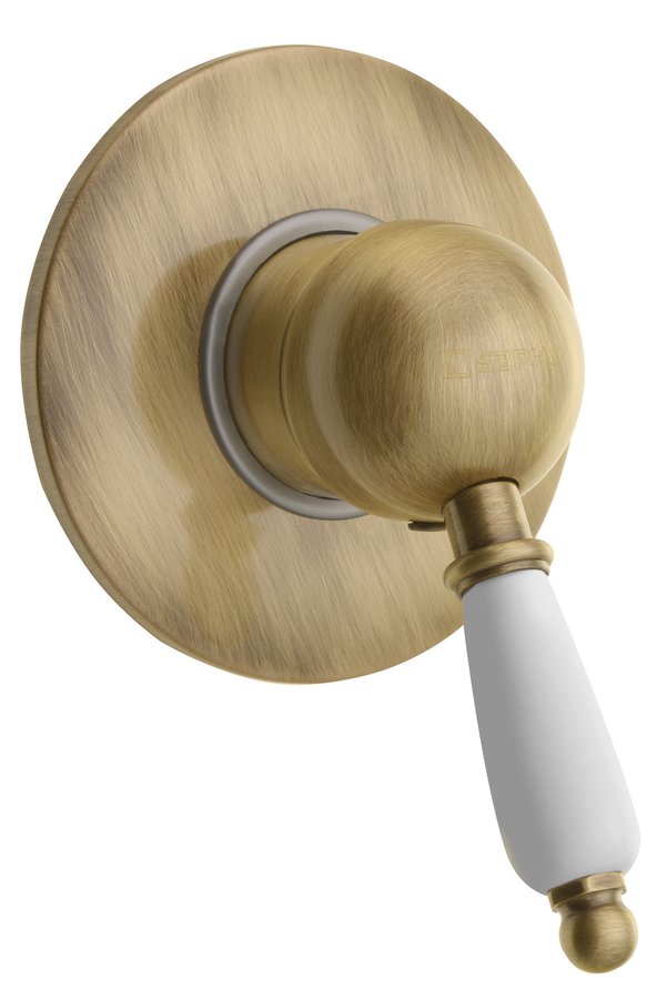 KIRKÉ WHITE podomítková sprchová baterie, 1 výstup, bílá páčka, bronz KI41BB