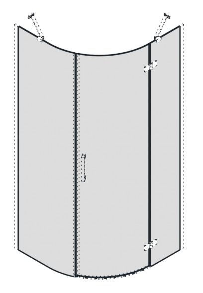 TRINITY skleněné díly čtvrtkruhová zástěna 900x900, sklo mat, pravé GT6590MR