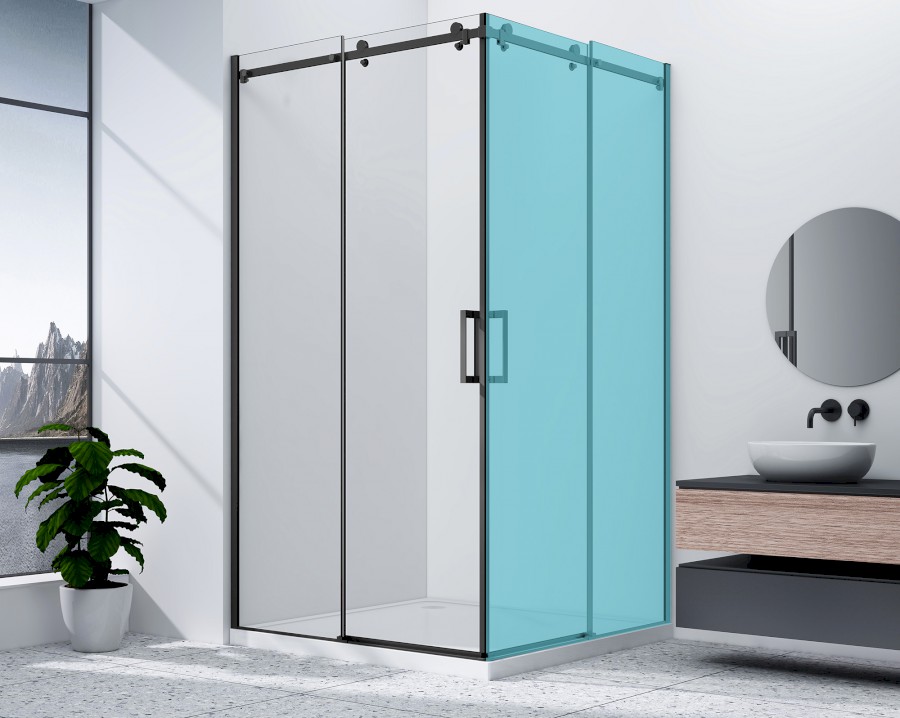 DRAGON BLACK sprchové posuvné dveře rohový vstup 900mm, čiré sklo GD4290B