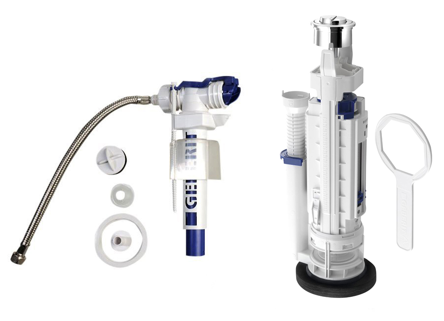 752101 (11002) Splachovací souprava s DUAL tlačítkem, boční napouštění 3/8