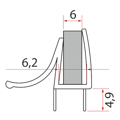 Spodní těsnění na dveře, sklo 6mm, 1000mm NDGS14