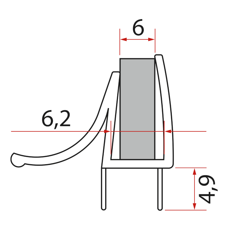 Spodní těsnění na dveře, sklo 6mm, 1000mm NDGS14