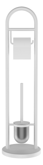 JUNDAH stojan s držákem na toaletní papír a WC štětkou, bílá 11123101
