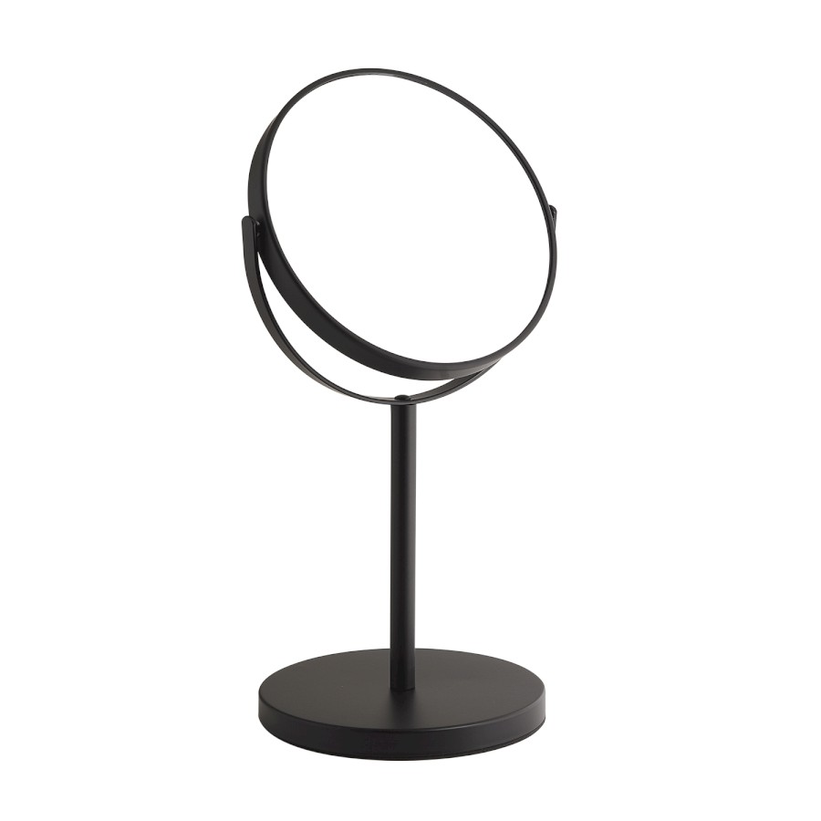 211214 (58968) ANNA kosmetické zrcátko na postavení, Ø 163mm, oboustranné, černá mat 211214