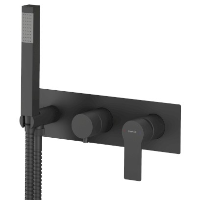 PAX podomítková sprchová/vanová baterie s ruční sprchou, 3 výstupy, černá mat XA53/15