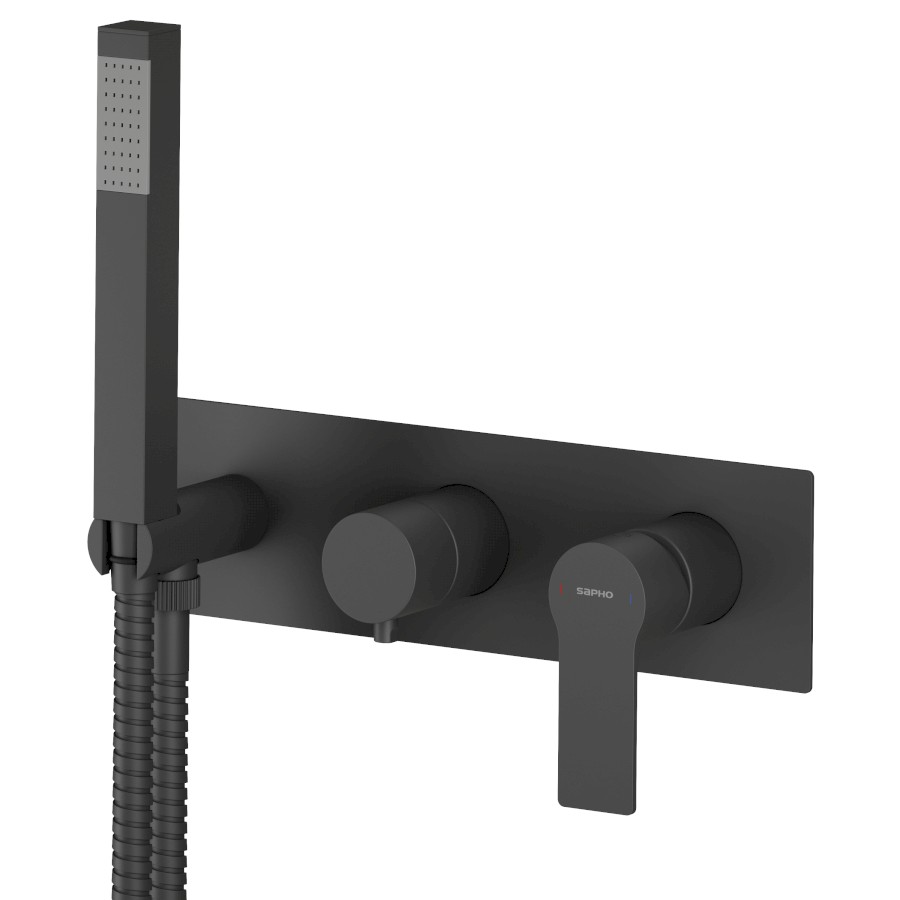 XA53/15 (50872) PAX podomítková sprchová/vanová baterie s ruční sprchou, 3 výstupy, černá mat XA53/15