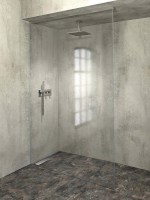 ARCHITEX sada pro uchycení skla, podlaha-stěna-strop se spádovou lištou, 1615x2600mm, levá, leštěný hliník AX2616L