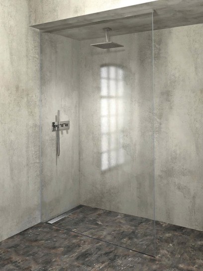 ARCHITEX sada pro uchycení skla, podlaha-stěna-strop se spádovou lištou, 1615x2600mm, levá, leštěný hliník AX2616L