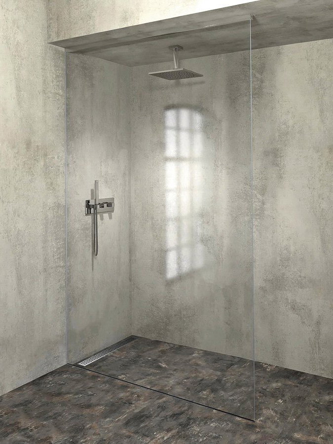 AX2616L (61023) ARCHITEX sada pro uchycení skla, podlaha-stěna-strop se spádovou lištou, 1615x2600mm, levá, leštěný hliník AX2616L