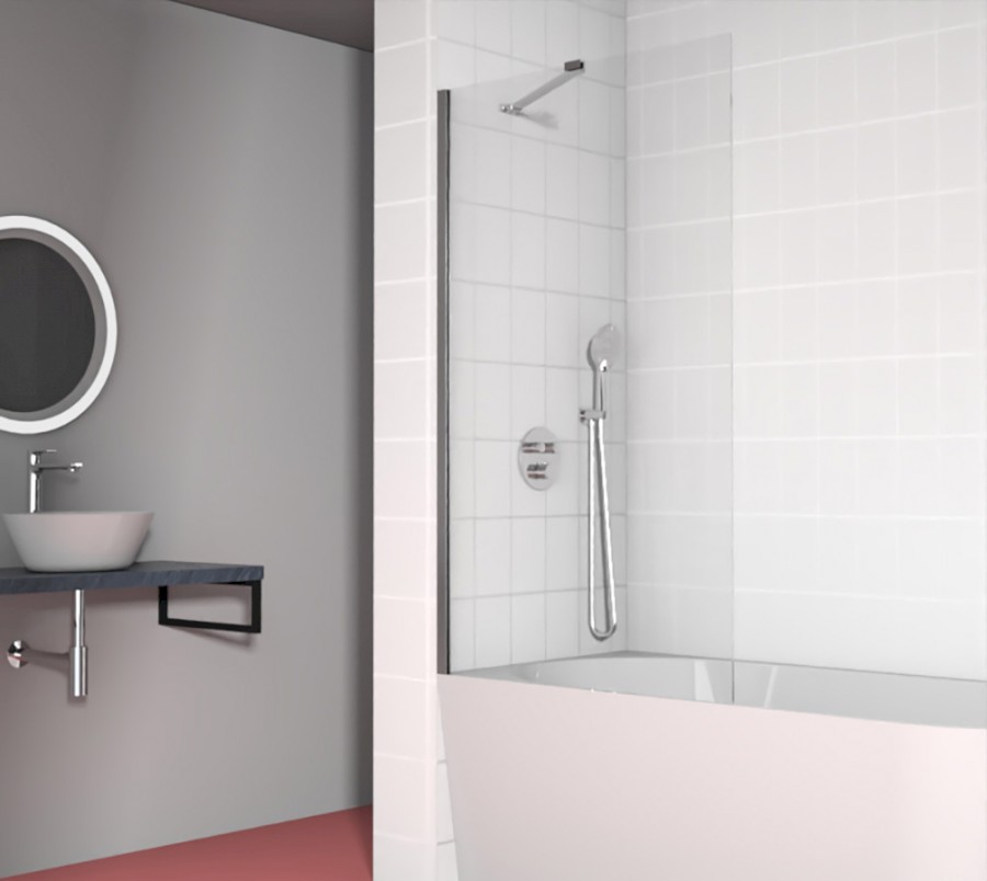 Vanová zástěna 900x1500mm, chrom, čiré sklo 6590150