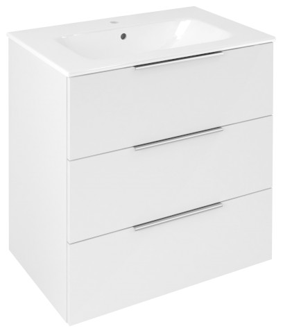 CIRASA umyvadlová skříňka 69,8x75x46cm, 3x zásuvka, bílá lesk CR731-3030