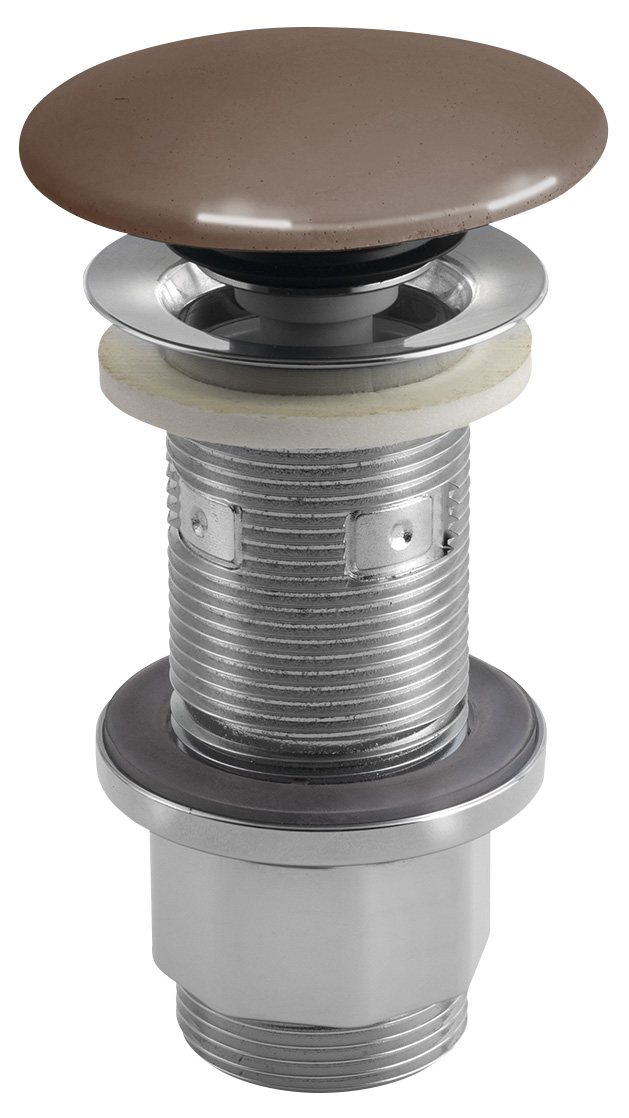AS915 (61502) Umyvadlová výpust 5/4“, click-clack, betonová zátka, 10-80mm, tmavě hnědá pololesk AS915