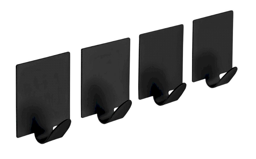 Samolepící háček, sada 4 ks, černá mat 33201