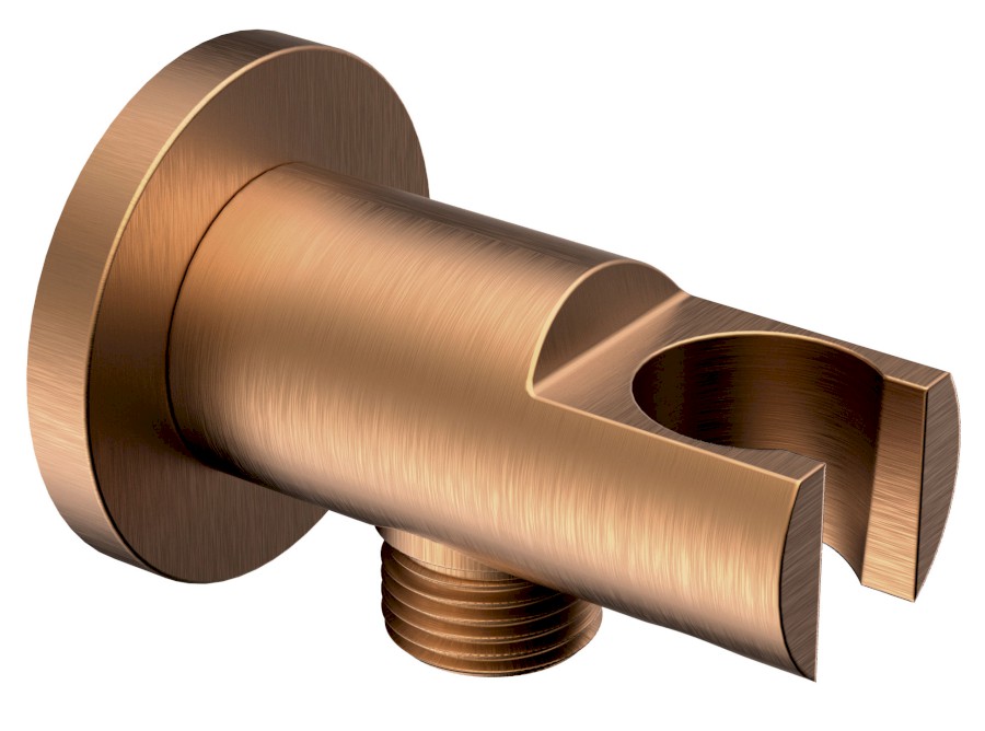 1205-09PG (61541) Držák sprchy kulatý, pevný, s vyústěním, měď mat 1205-09PG