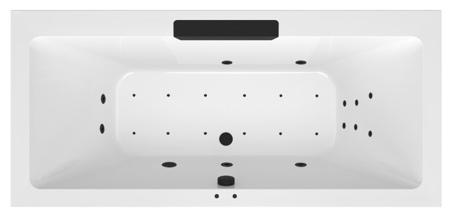CASCATA hydromasážní vana, 185x85x45cm, kaskáda černá, Attraction Hydro-Air, černá 73836.102.4030