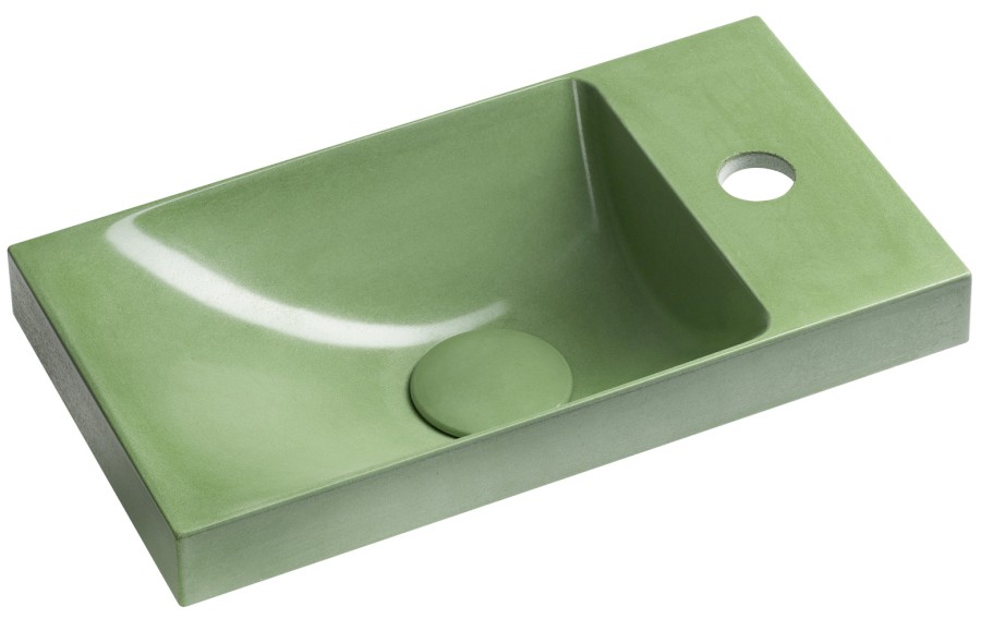 AS40023 (61245) AGOS betonové umývátko 40x22cm, levé/pravé, zelená pololesk AS40023