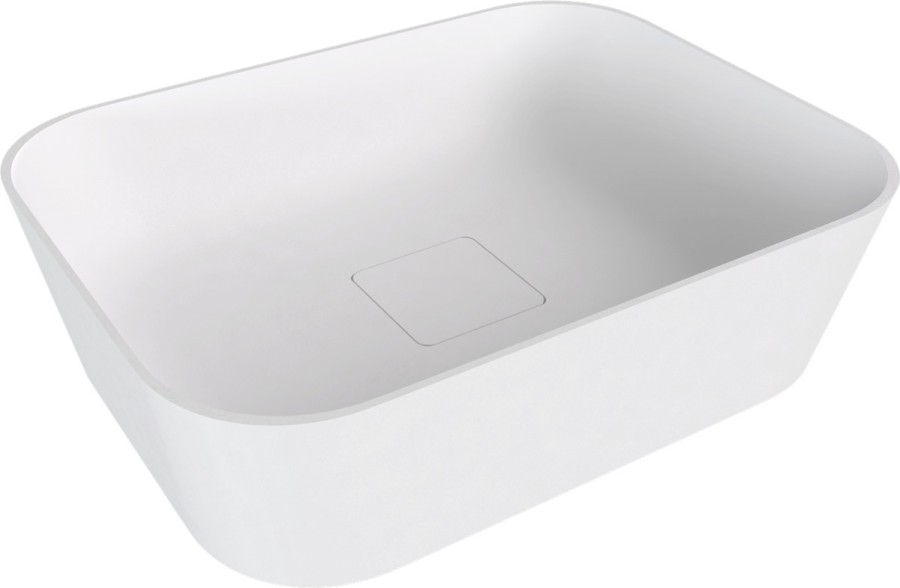 BANERA SQUARE umyvadlo na desku, litý mramor, 50x36cm, bílá mat 14596MAT