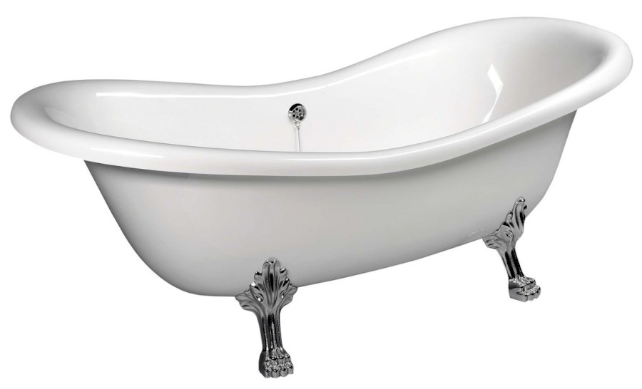 CHARLESTON volně stojící vana 188x83x69cm, nohy chrom mat, bílá 38122