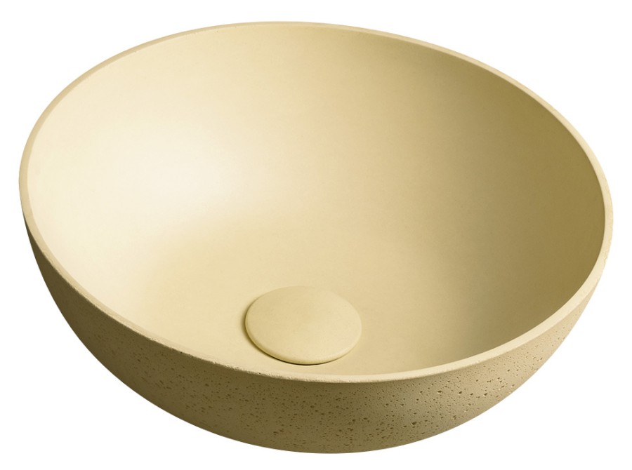 FG322 (55127) FORMIGO betonové umyvadlo na desku, Ø 39cm, žlutá mat FG322