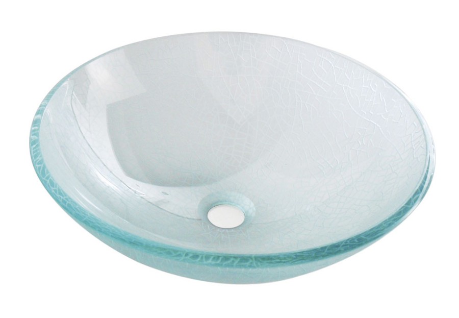 ICE skleněné umyvadlo na desku Ø 42cm, čirá s pískováním 2501-04