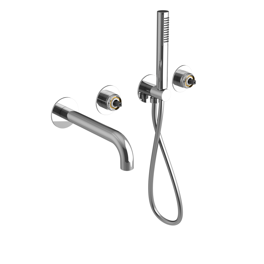 UT093-1 (57358) ULTRAMIX tělo podomítkové vanové baterie s hubicí a ruční sprchou, 2 výstupy, chrom UT093-1