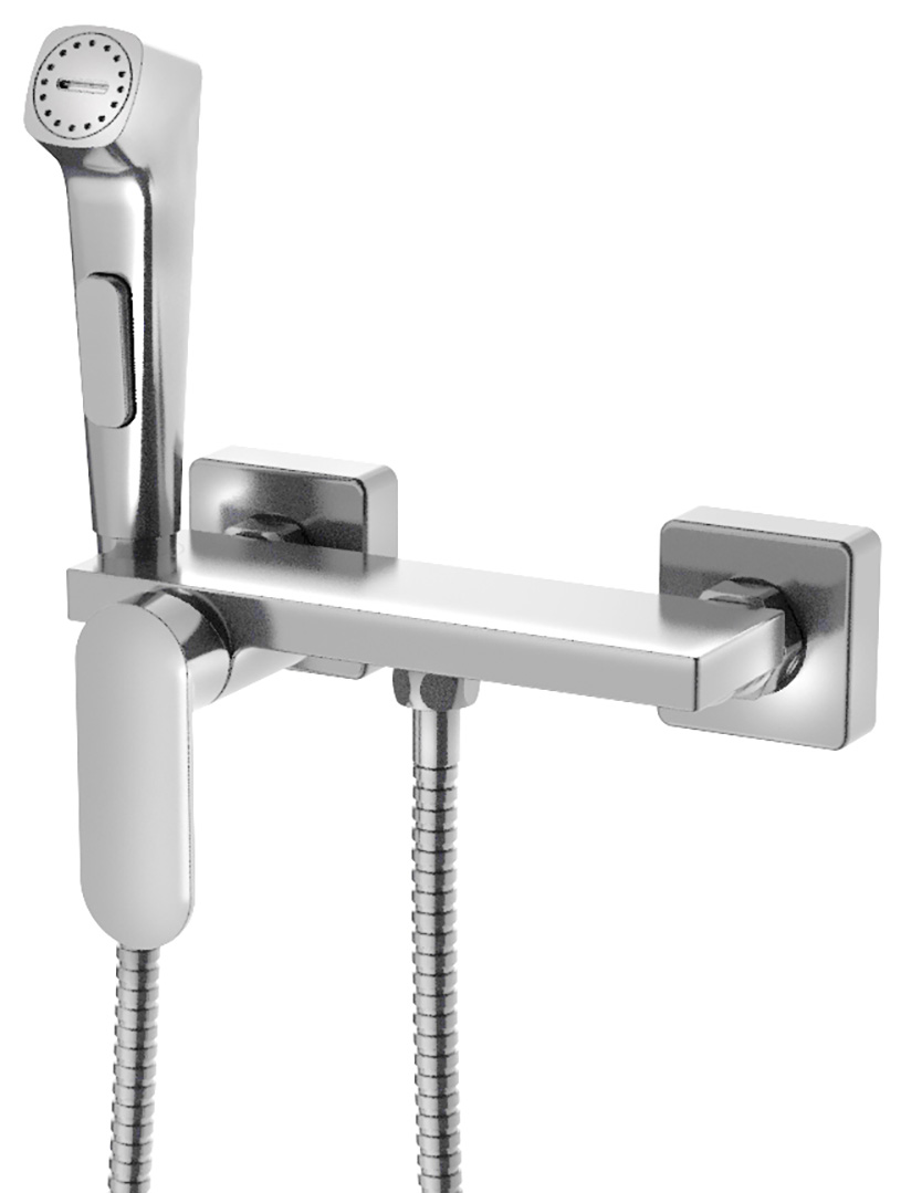 TJ042 (60736) Nástěnná bidetová baterie se Stop sprškou a poličkou, chrom TJ042