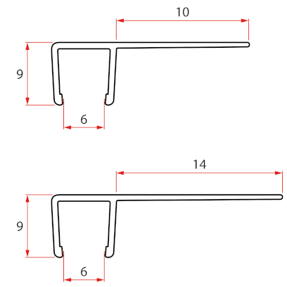 Set svislých těsnění pro sklo 6/6mm, 1900mm NDAE11