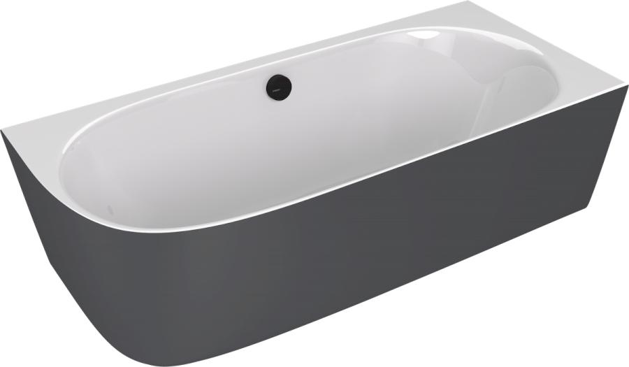 90191R.52 (57529) SUSSI R rohová stojící vana litý mramor 160x70x49,5cm, bílá/antracit mat 90191R.52