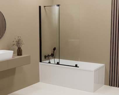 ROLLS BLACK vanová zástěna 1400x1500mm, čiré sklo BS-R140B