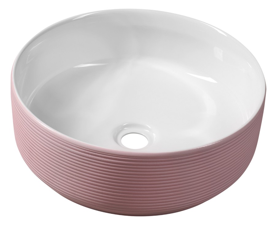 AR041 (60339) ARDEA keramické umyvadlo na desku, Ø 41cm, růžová AR041
