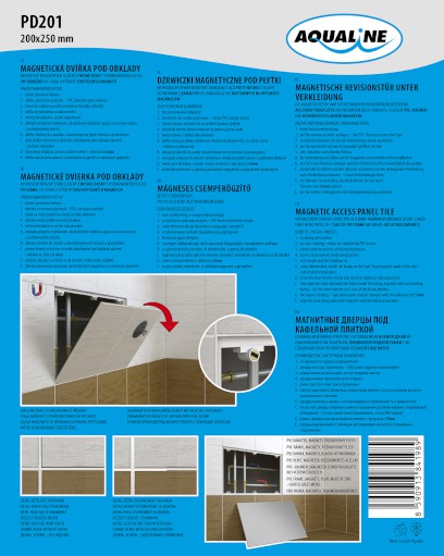 Magnetická dvířka pod obklady 200x250 mm PD201