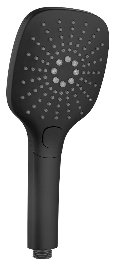 Ruční masážní sprcha s tlačítkem, 3 režimy sprchování, silikon trysky, 109x109mm, ABS/černá mat 1204-52B