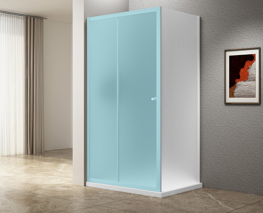 AWP90 (60909) UGGA boční stěna, 900mm, sklo Brick, bílá AWP90