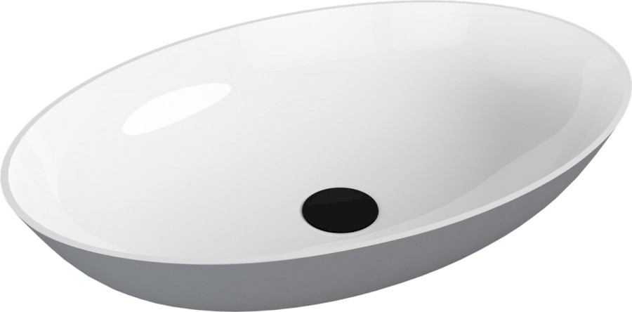 14397.32 (58416) BANERA OVAL umyvadlo na desku, litý mramor, 60x40cm, bílá/šedá mat 14397.32