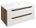 WA093-3019 (59764) WAVE umyvadlová skříňka 89,7x45x47,8cm, pravá, bílá/dub collingwood WA093-3019