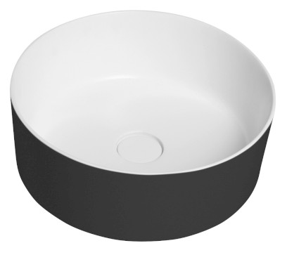 THIN umyvadlo na desku, Rockstone, Ø 38 cm, carina/bílá mat WN548-41