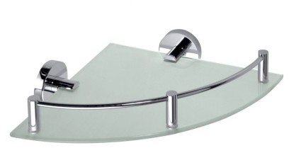 X-ROUND E skleněná polička rohová s hrazdou 255x60x230mm, chrom XR605