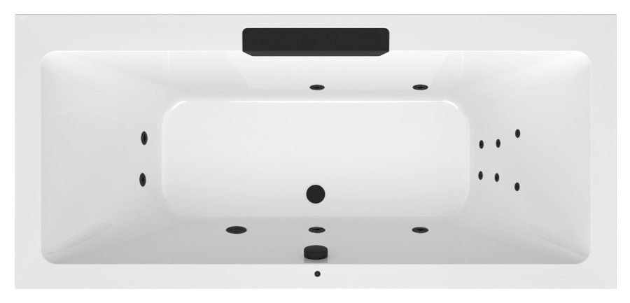 73836.102.3030 (60837) CASCATA hydromasážní vana, 185x85x45cm, kaskáda černá, Attraction Hydro, černá 73836.102.3030