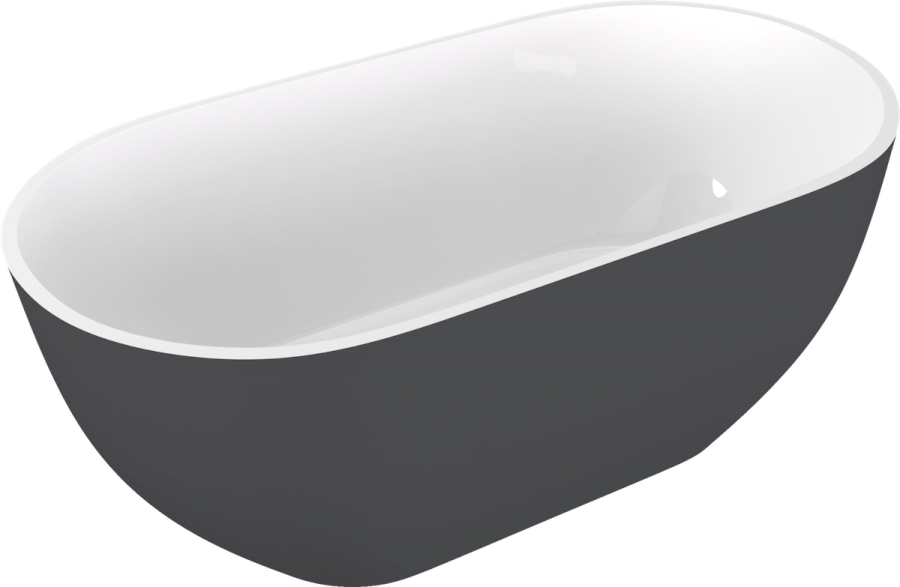 71842.52 (57555) REDUTA volně stojící vana litý mramor 171x81x58cm, bílá/antracit mat 71842.52